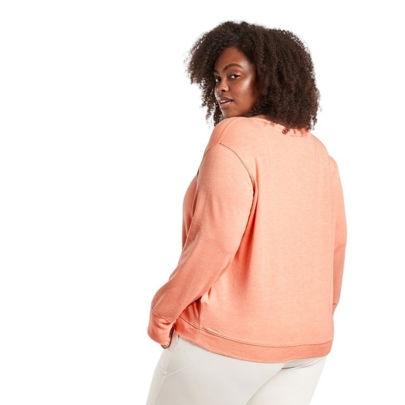 Athleta V Neck Sunrise Sweatshirt in Beach Peach Heather Plus Size 2X - Picture 2 of 14